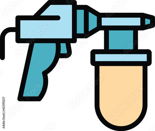 Big painter sprayer icon outline vector. Paint gun. Car auto body color flat