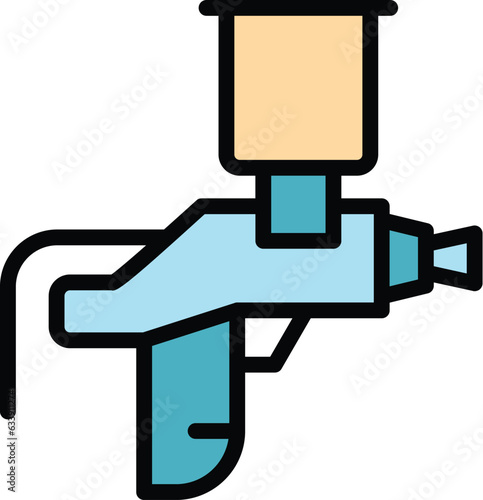 Water paint sprayer icon outline vector. Air gun. Car auto color flat