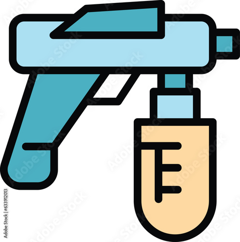 Gun spray icon outline vector. Painter air. Auto body color flat