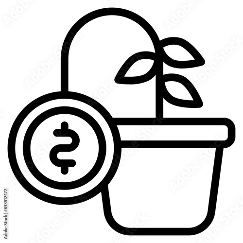  Plant, Investment, Money, Coin, Loss, Crisis, Recession Icon, Line style icon vector illustration, Suitable for website, mobile app, print, presentation, infographic and any other project.