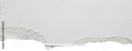 White ripped paper torn edges strips isolated on white background