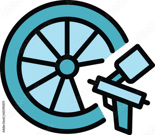 Paint car wheel icon outline vector. Tire rim. Tyre chrome color flat