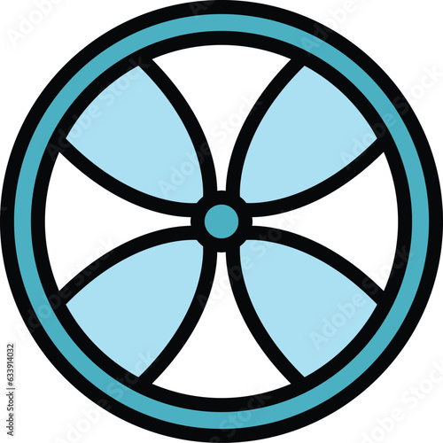 Modern car wheel icon outline vector. Tire rim. Jdm steel color flat