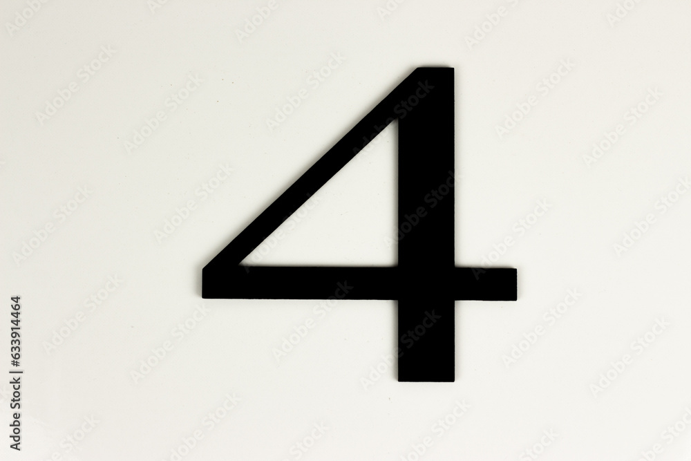 Obraz premium White background with number 4 - Black number on white background