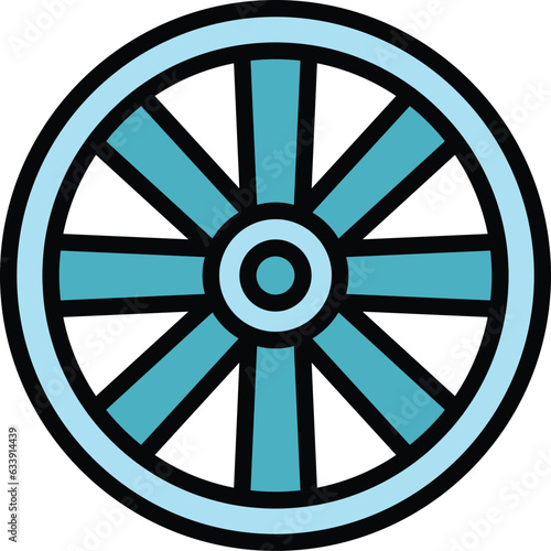Car aluminium wheel icon outline vector. Rim tyre. Chrome jdm color flat