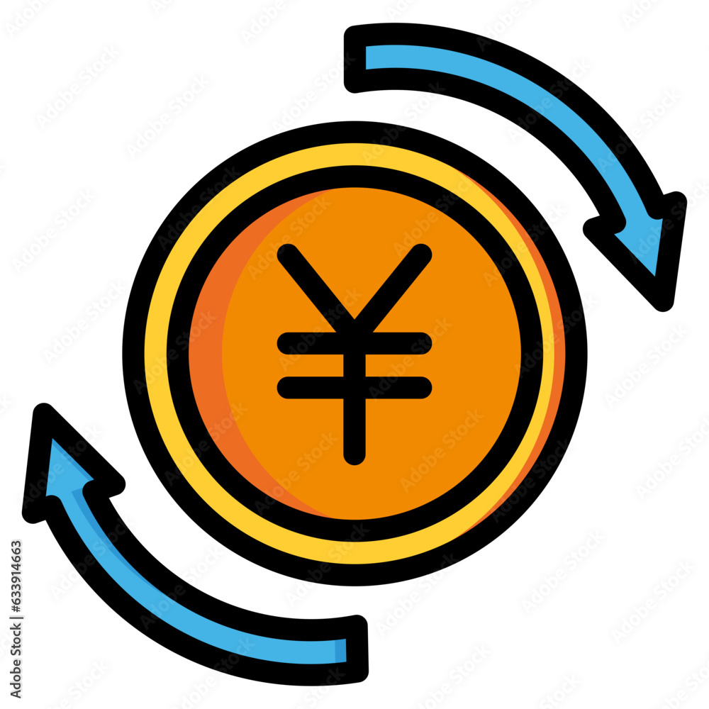 Fototapeta premium yen, currency, exchange, coin, Finance, business, money Icon, Filled Line style icon vector illustration, Suitable for website, mobile app, print, presentation, infographic and any other project.