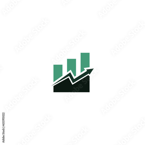 bar chart with up arrow concept, logo template graphics, bar graph icon vector