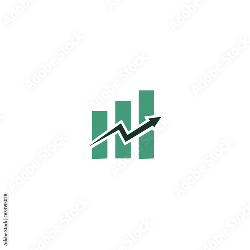 bar chart with up arrow concept, logo template graphics, bar graph icon vector