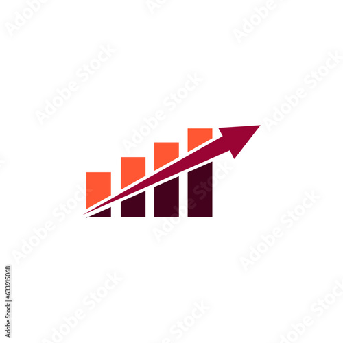 bar chart with up arrow concept, logo template graphics, bar graph icon vector