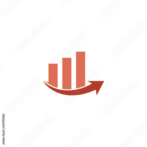 bar chart with up arrow concept, logo template graphics, bar graph icon vector