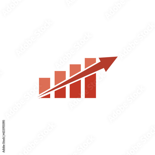 bar chart with up arrow concept, logo template graphics, bar graph icon vector