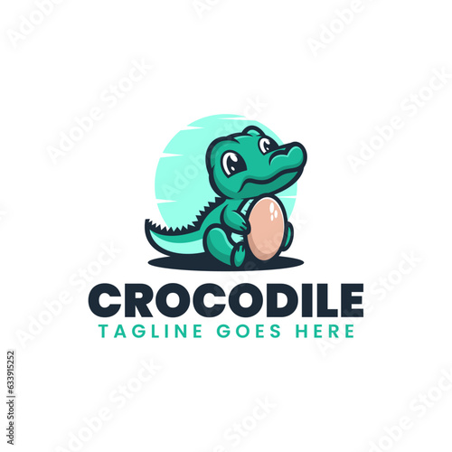 Vector Logo Illustration Crocodile Mascot Cartoon Style.