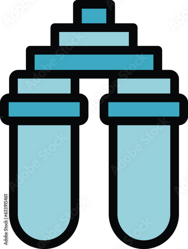 Double tank filter icon outline vector. Osmosis system. Machine plant color flat