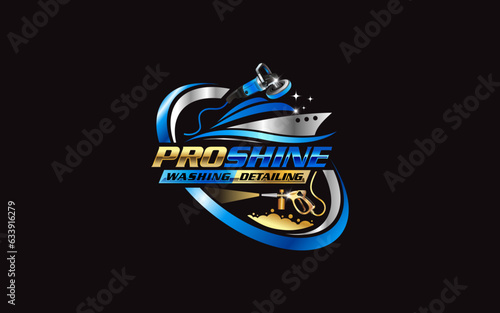 Illustration vector graphic of ship and boat detailing concept logo design template.
