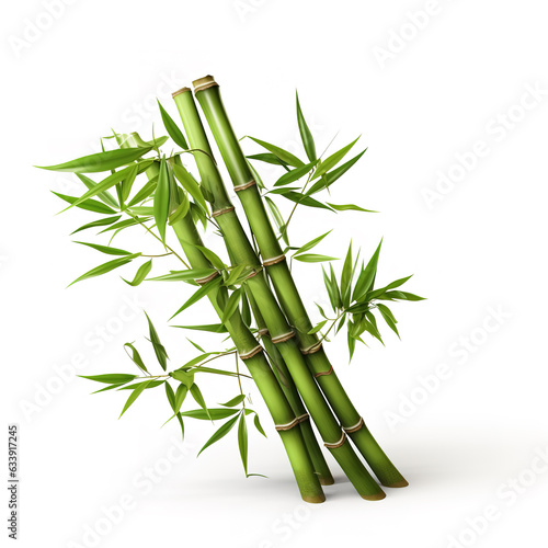 Image of green bamboo tree on white background. Nature. Illustration, Generative AI.