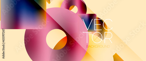 Squares and circles design. Fluid color gradients with metallic effects. Serene synergy of shapes, merging squares and circles into harmonious, captivating design