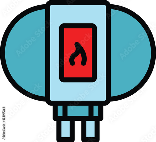 Gas boiler label icon outline vector. House heater. Thermal fire color flat