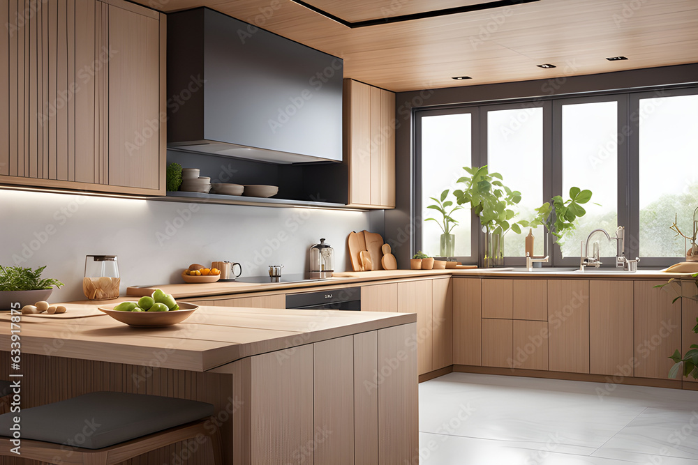 kitchen interior.
Generative AI kitchen interior.
Generative AI
