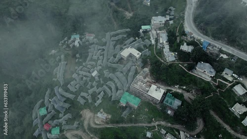 Aerial view of a apple orchard in India