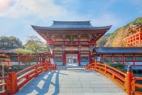 Saga, Japan - Nov 28 2022: Yutoku Inari shrine in Kashima City, Saga Prefecture. It's one of Japan's top three shrines dedicated to Inari alongside Fushimi Inari in Kyoto and Toyokawa Inari in Aichi photo