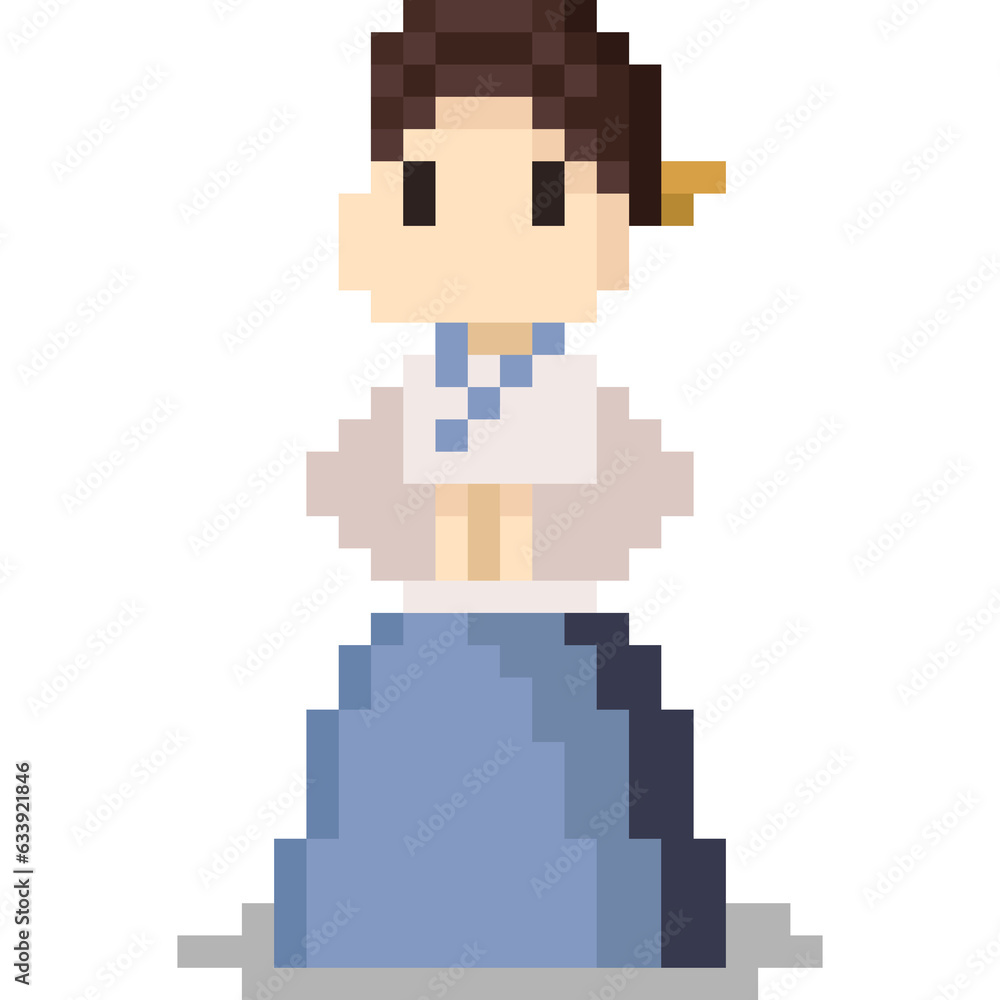 Pixel art korean boy with hanbok cloth character