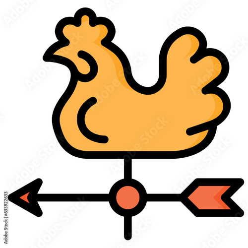  Agriculture, Arrow, Cock, Farming, Rooster, Vane, Weather Icon, Filled Line style icon vector illustration, Suitable for website, mobile app, print, presentation, infographic and any other project.
