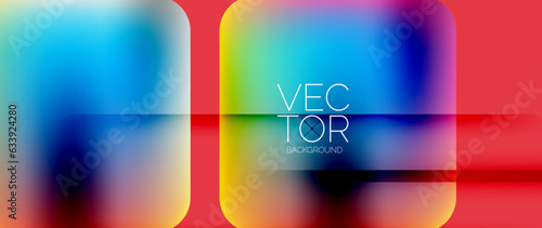 Dynamic bright colorful geometric elements with fluid gradients, lights, shadows blend in a minimal backdrop, creating captivating composition
