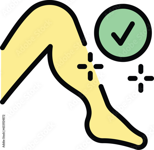 Clean hair legs icon outline vector. Laser epilation. Hair removal color flat