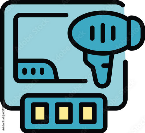 Laser epilation equipment icon outline vector. Hair skin. Removal hair color flat