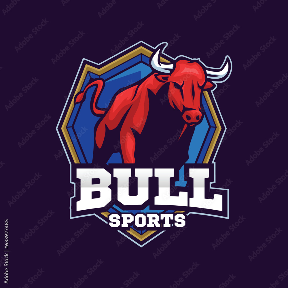 Vector of bull mascot with esport illustration style