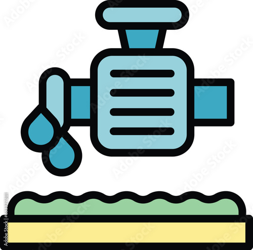 New drip system icon outline vector. Water garden. Farm pipe color flat