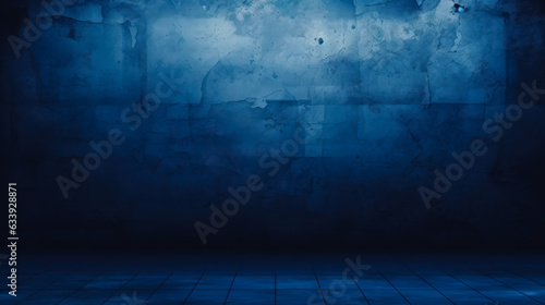 Blue Brick Wall and Tiled Floor A Dark and Moody Background for Grunge Night or Scene Projects AI Generative
