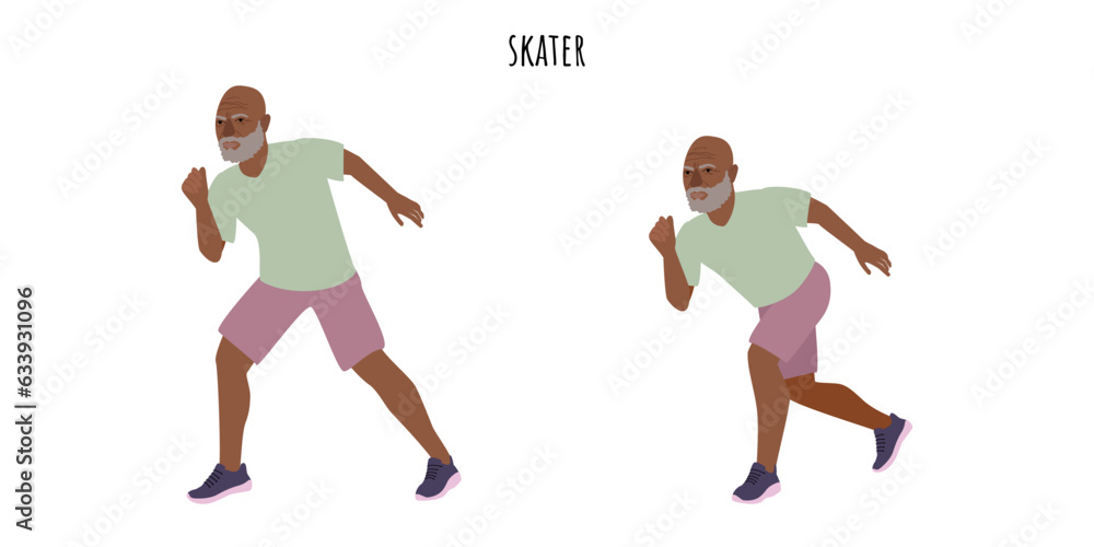 Senior man doing skater exercise