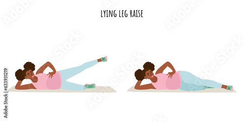 Young pregnant woman doing lying leg raise
