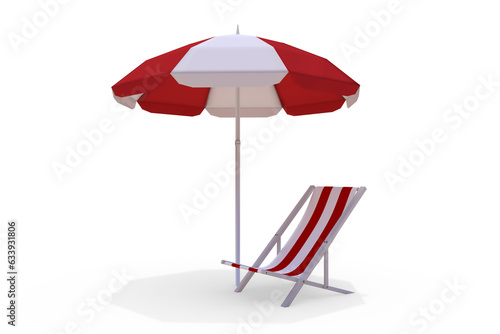Digital png illustration of sunbed and umbrella on transparent background