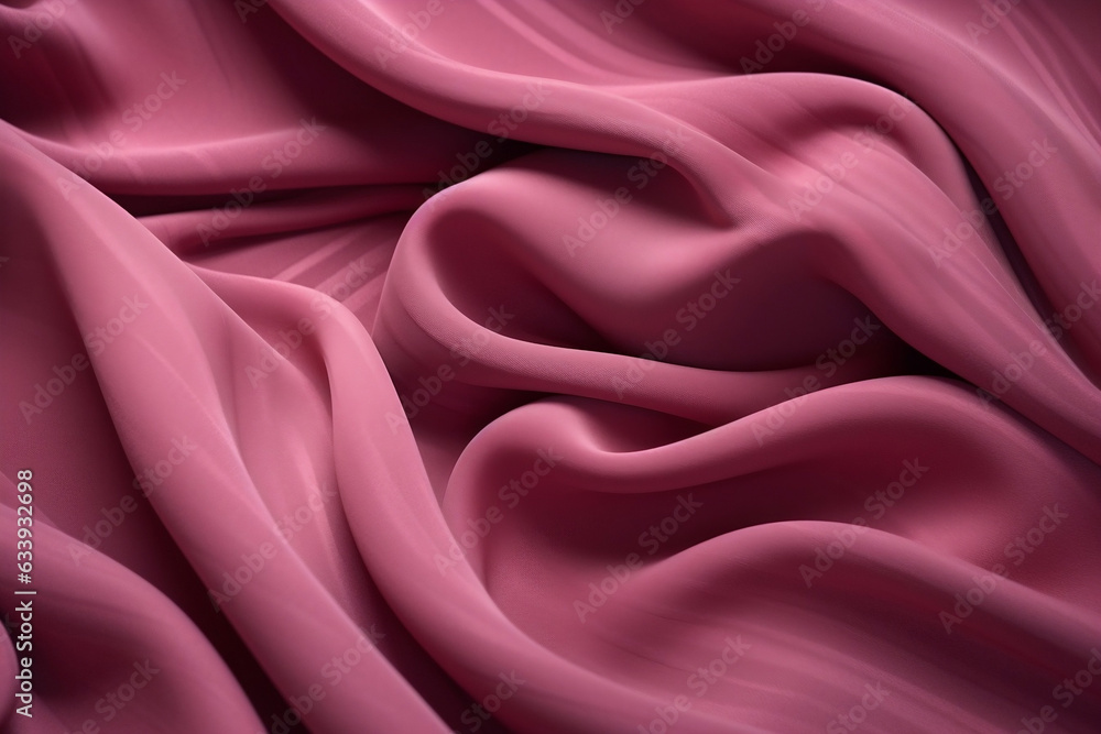 Obraz premium A piece of pink fabric lies in beautiful waves. layers of French terry pink amaranth 