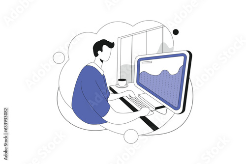 Analysis On the Machine, Vector Business Marketing Line Illustration