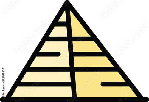 Tourism pyramid icon outline vector. Ancient egypt. Cairo landscape color flat