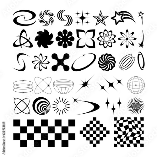 Set of Abstract Decorative Y2K Elements Illustration