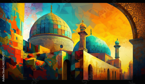 Al Aqsa Palestine islamic place mosque, Ai Generative 