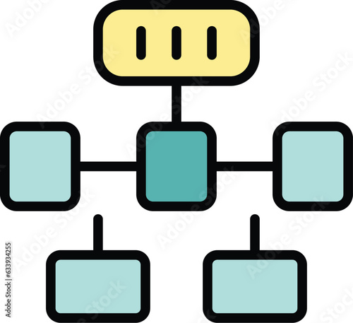 Flow scheme icon outline vector. Workflow process. Gear system color flat