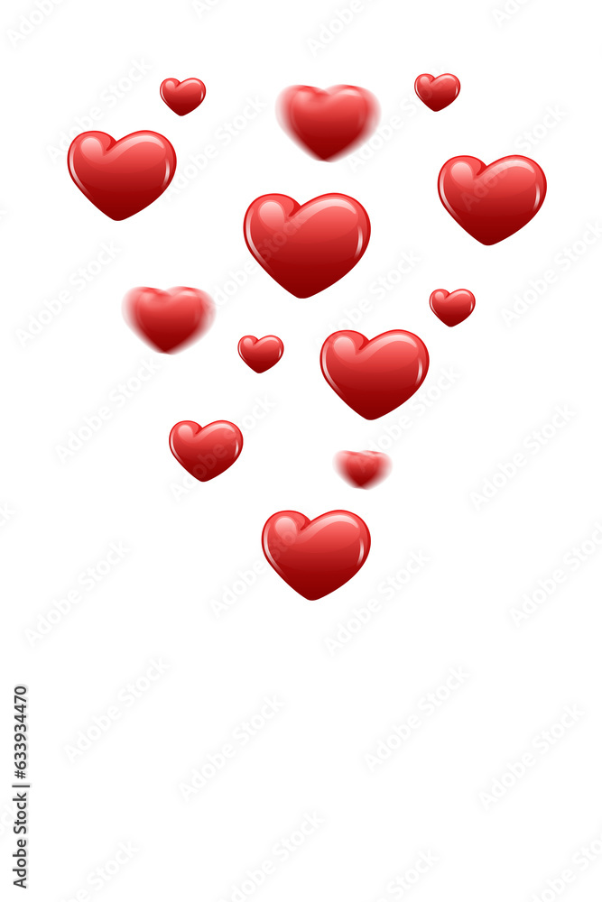 Digital png illustration of red hearts on transparent background