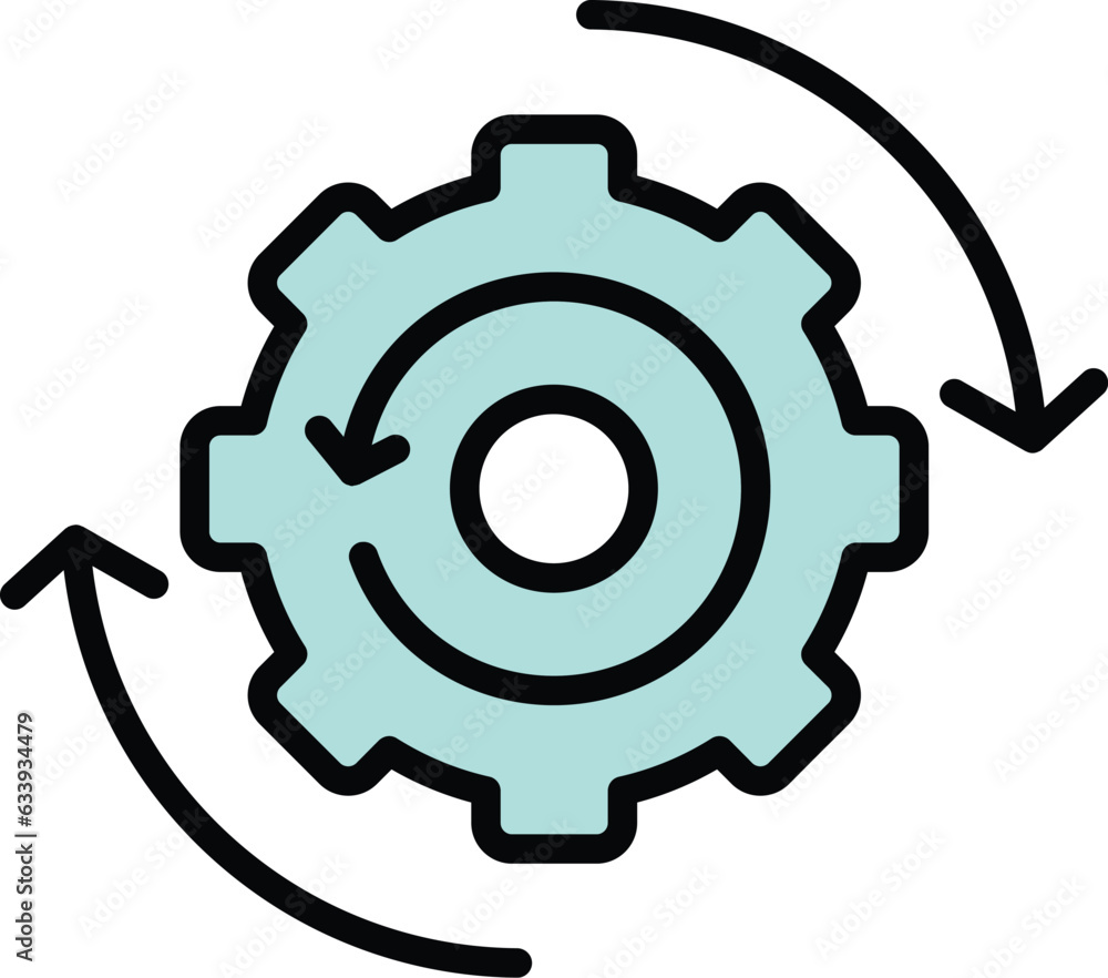Gear system icon outline vector. Workflow web. Team arrow color flat Gear system icon outline vector. Workflow web. Team arrow color flat