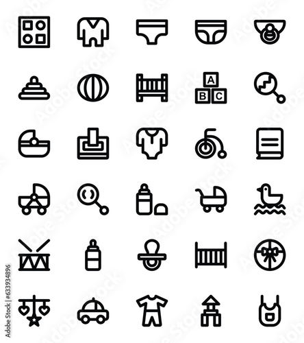 Outline icons for baby