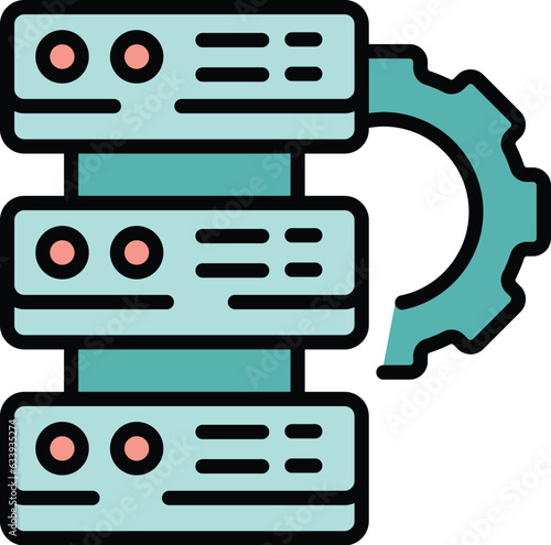 Server workflow icon outline vector. Work process. Plan team color flat