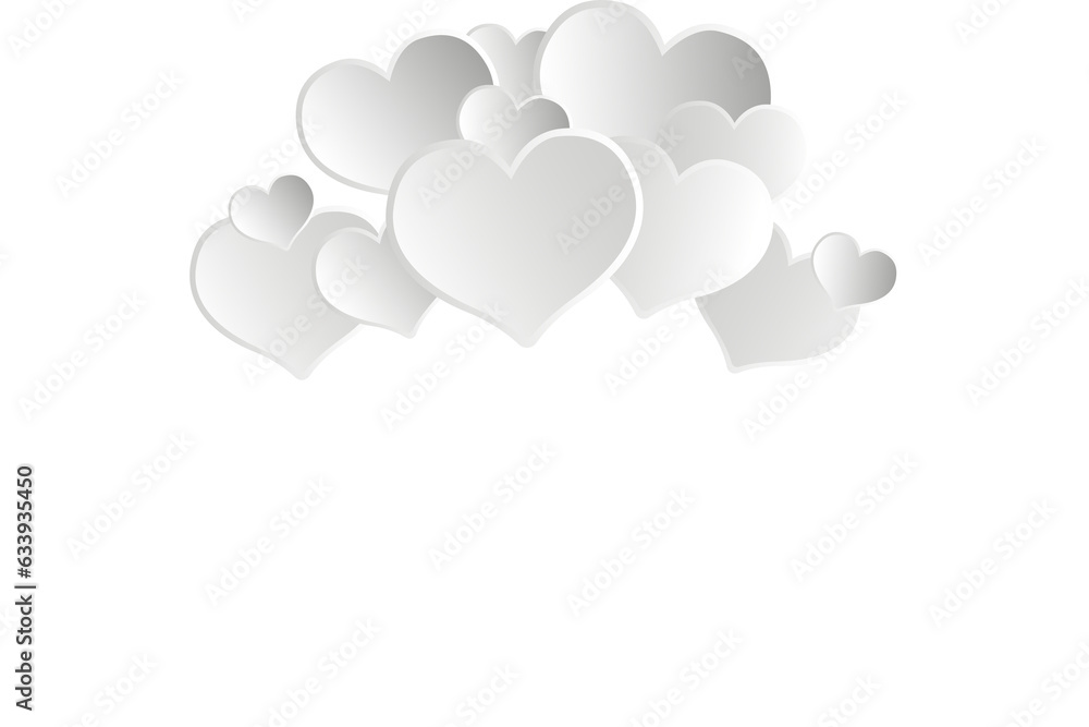 Digital png illustration of white hearts on transparent background