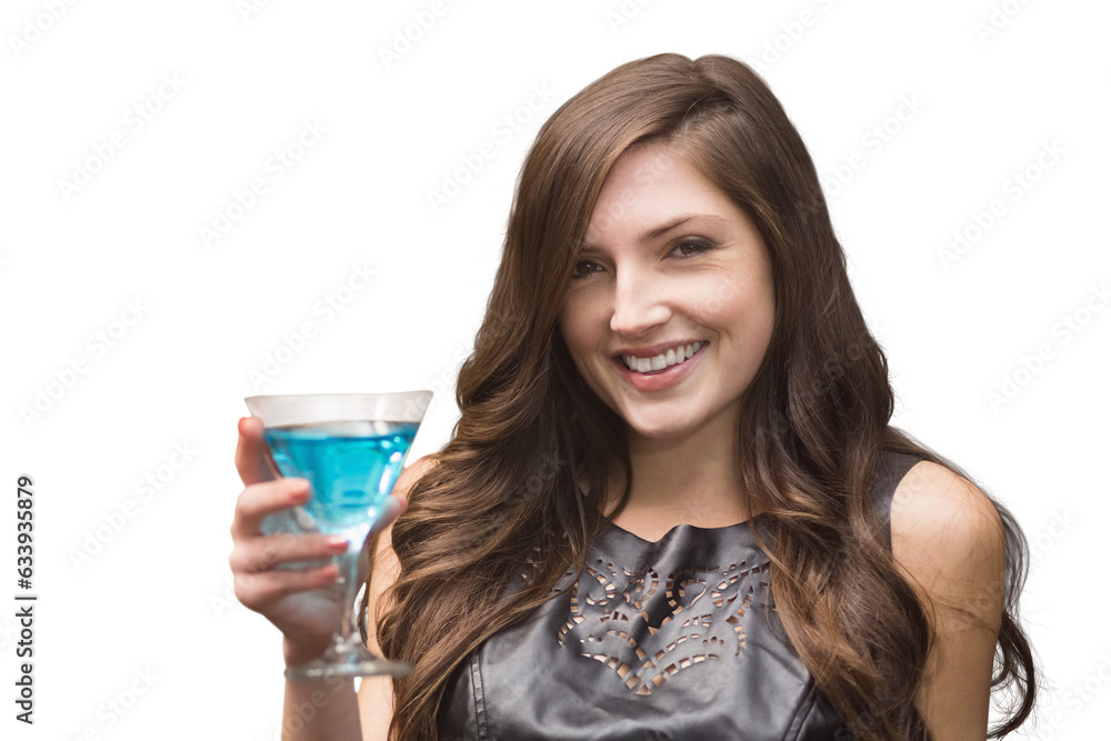 Digital png photo of caucasian woman holding drink on transparent background Digital png photo of caucasian woman holding drink on transparent background