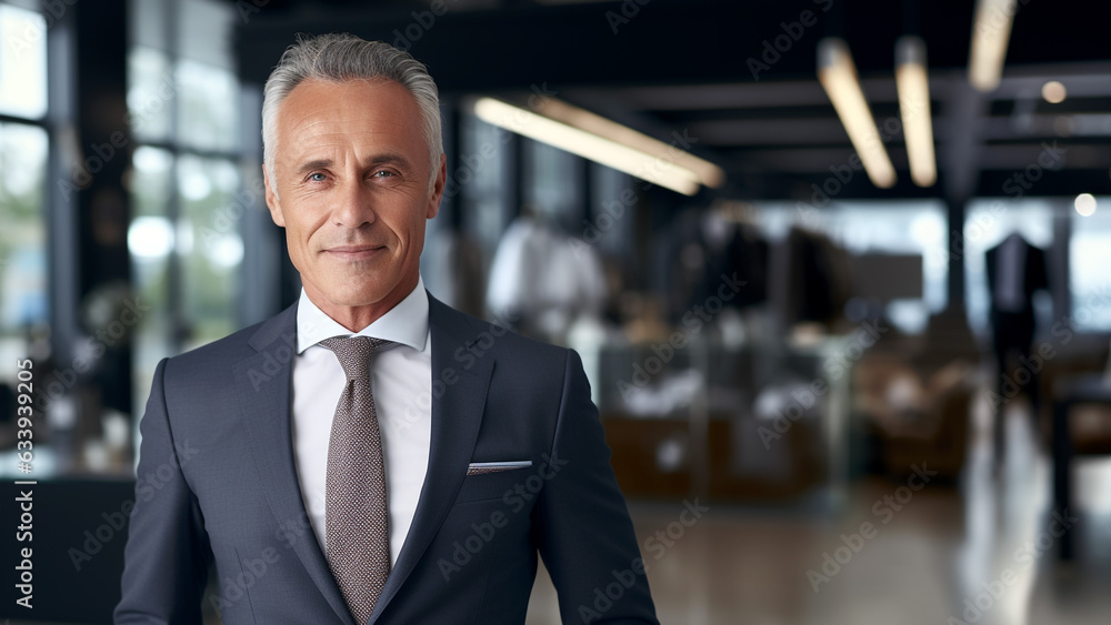 Confident and Elegant: Handsome Middle-Aged Businessman Strikes a Pose