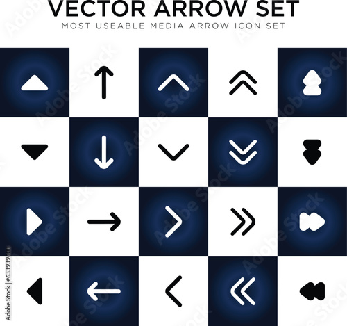 Most useful vector arrows set black and white color