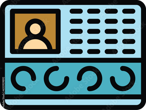 Video intercom security icon outline vector. Door system. Bell camera color flat